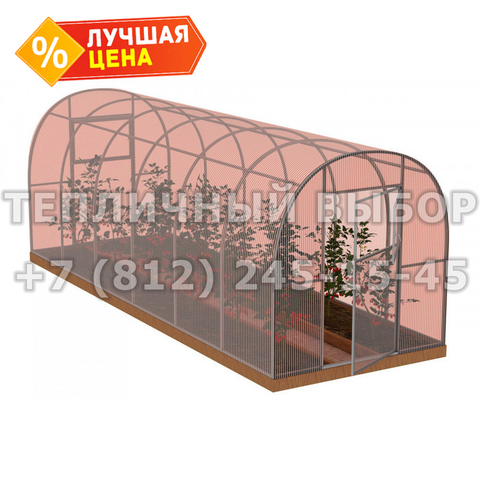 Теплица из поликарбоната-фито Арочная 2,1х6 h=2 м профиль 25х25 мм