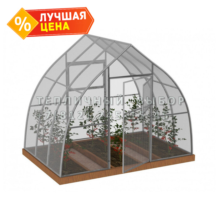 Теплица из поликарбоната Усиленная Капелька 3х2 h=2.3 м профиль 25х25 мм