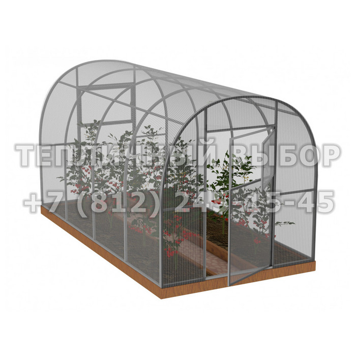 Теплица из поликарбоната Арочная 2,1х4 h=2 м профиль 25х25 мм
